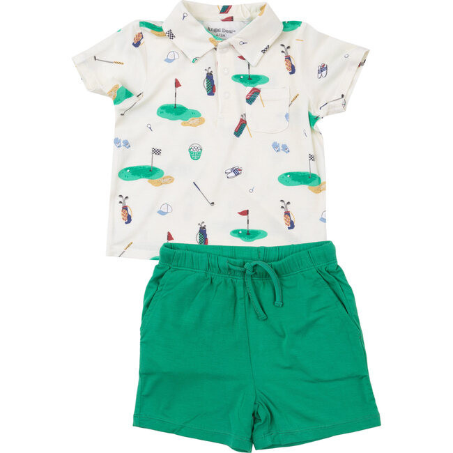 Golf Print Polo Shirt & Short Set, Multicolors | Maisonette