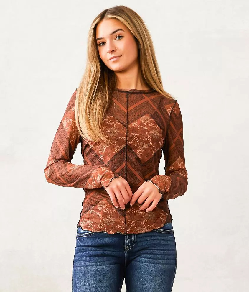 Exposed Seam Mesh Top | Buckle