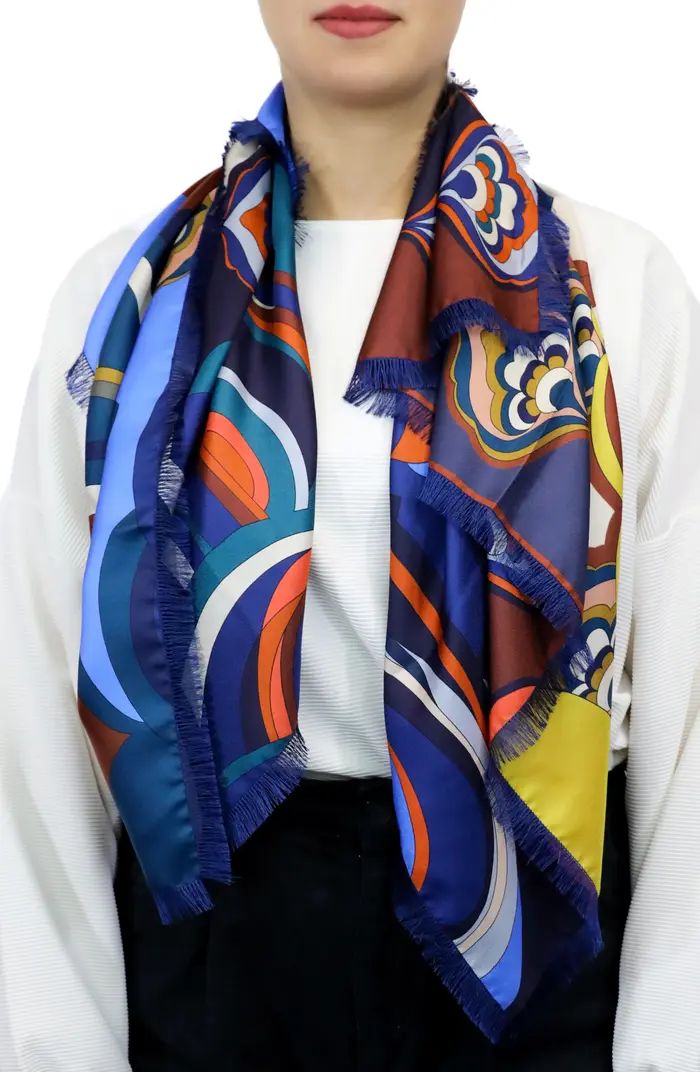 Nicoletta Rosi Reversible Print Silk Twill Fringe Scarf | Nordstrom | Nordstrom