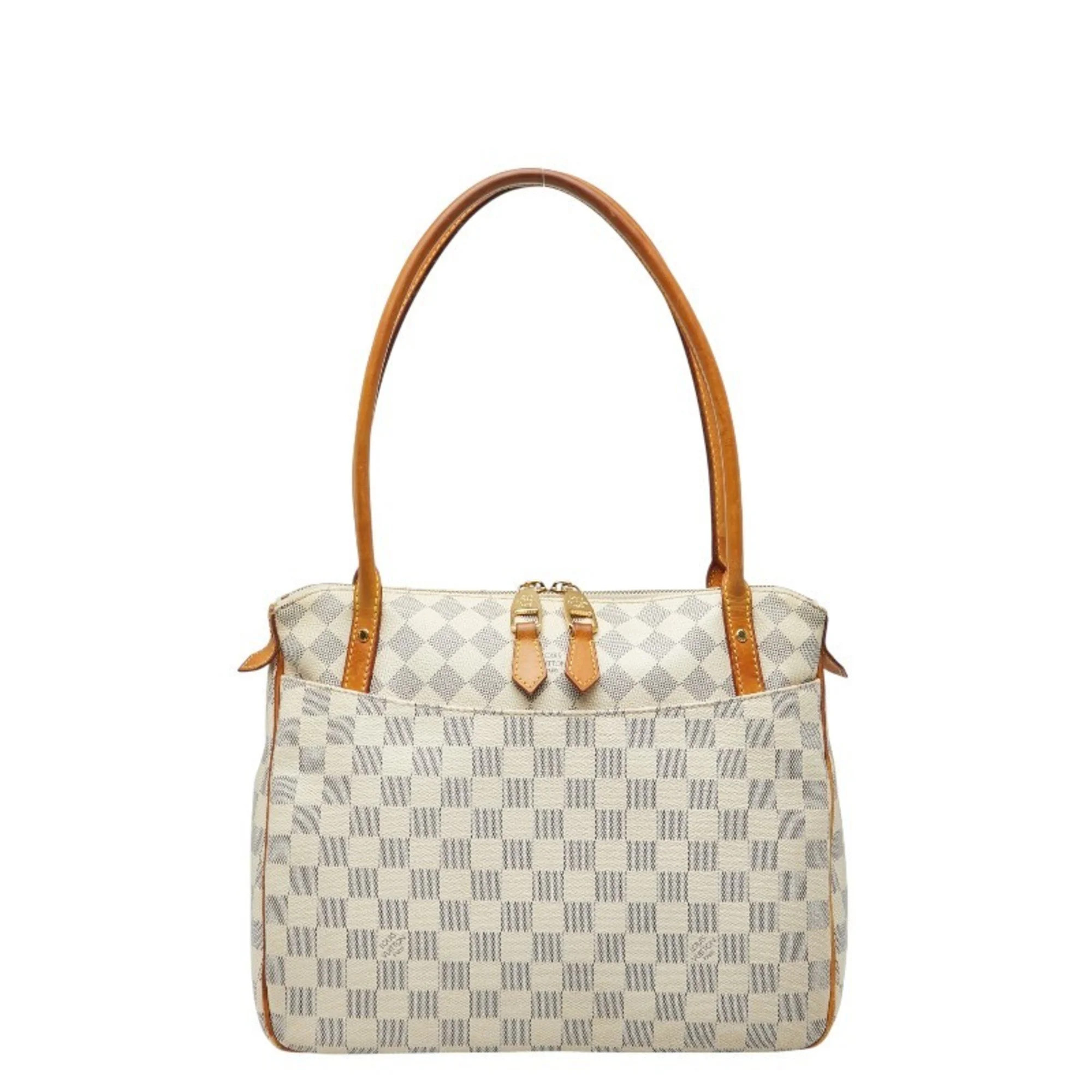 Pre-Owned Louis Vuitton Damier Azur Figeli PM Handbag N41176 White Leather Women's... (Good) | Walmart (US)