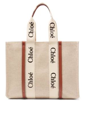 Woody logo-print canvas and leather tote bag | Matches (US)