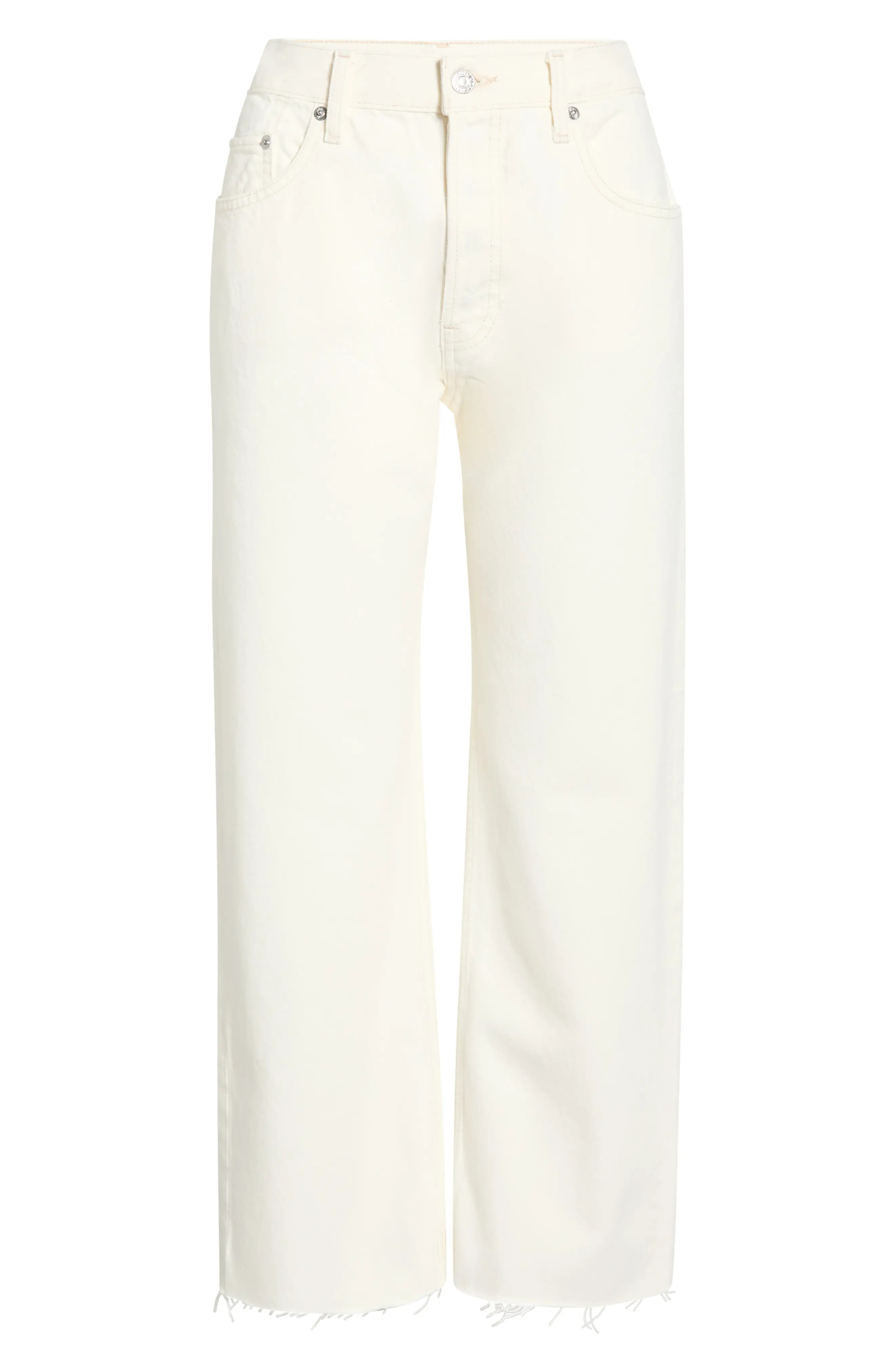 Re/Done Beau Raw Hem Crop Straight Leg Jeans (Women) | Nordstrom | Nordstrom