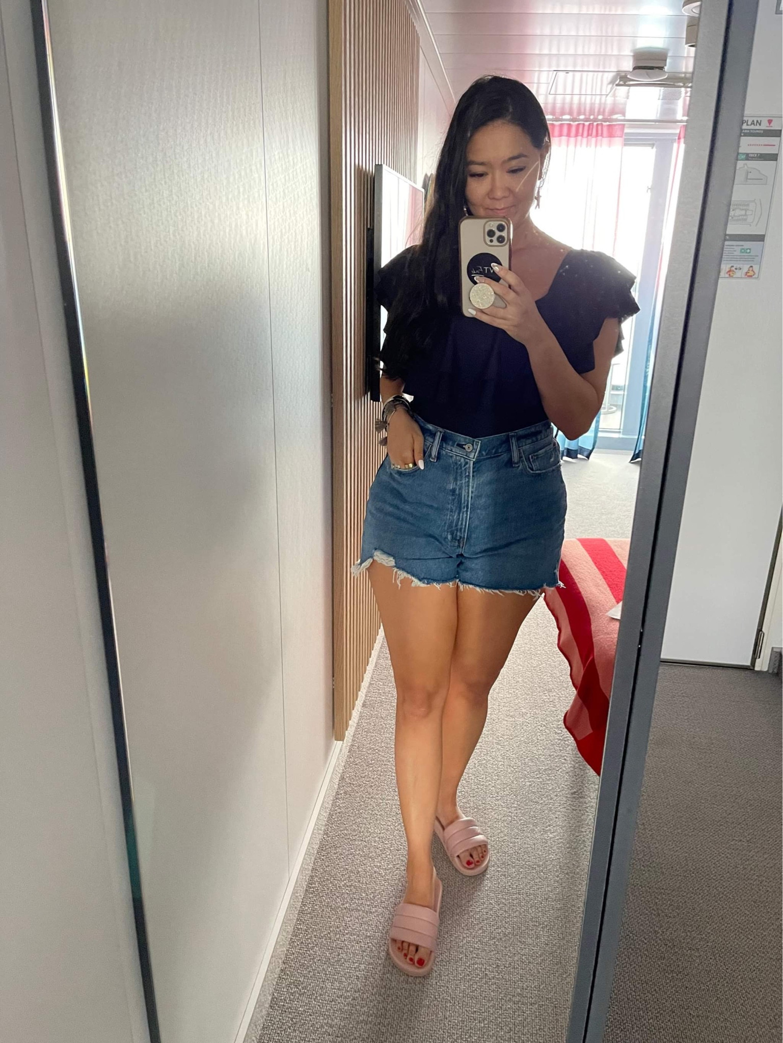 Abercrombie & Fitch shorts, AF15, all things denim, cutoff shorts, denim shorts, high rise shorts, mom shirts, ruffle sleeve tops, poplin set tops

#LTKsalealert #LTKtravel #LTKSale