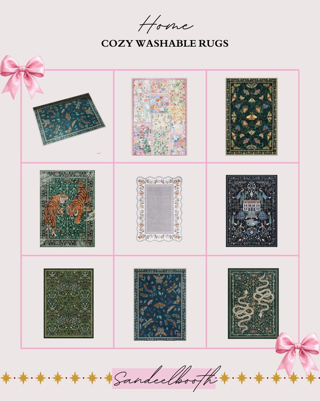 Cozy washable rug heaven ✨ If you want a soft, easy-to-clean area rug that actually holds up to kids, pets, spills, and everyday life… Lahome rugs are truly the best. I have one and it’s WONDERFUL — buttery soft underfoot, lightweight, and machine-washable. 🫶

This roundup includes floral rugs, vintage-inspired rugs, cottagecore rugs, dark academia rugs, kitchen runner rugs, small area rugs, and bold statement prints (the tigers!!). Perfect for living rooms, bedrooms, playrooms, entryways, and kitchens.

If you’ve been wanting an affordable washable rug that still looks high-end, these are such good picks.
Tap to shop each Lahome washable rug ➡️


washable area rug, Lahome rugs, vintage washable rug, cottagecore rug, colorful area rug, washable kitchen runner, soft machine-washable rug, kid-friendly rug, pet-friendly rug, affordable home decor, cozy home finds

#LTKGiftGuide #LTKFindsUnder100 #LTKHome