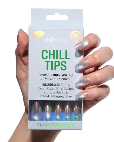 Chillhouse Chill Tips Press on Nails Kit - Euphoria Dust (Almond) 30 Nail Shapes & Sizes - Up to 2 Weeks of Wear - Customizable & Reusable - Non-Toxic Glue - Women Owned - Beauty & Self Care | Amazon (US)