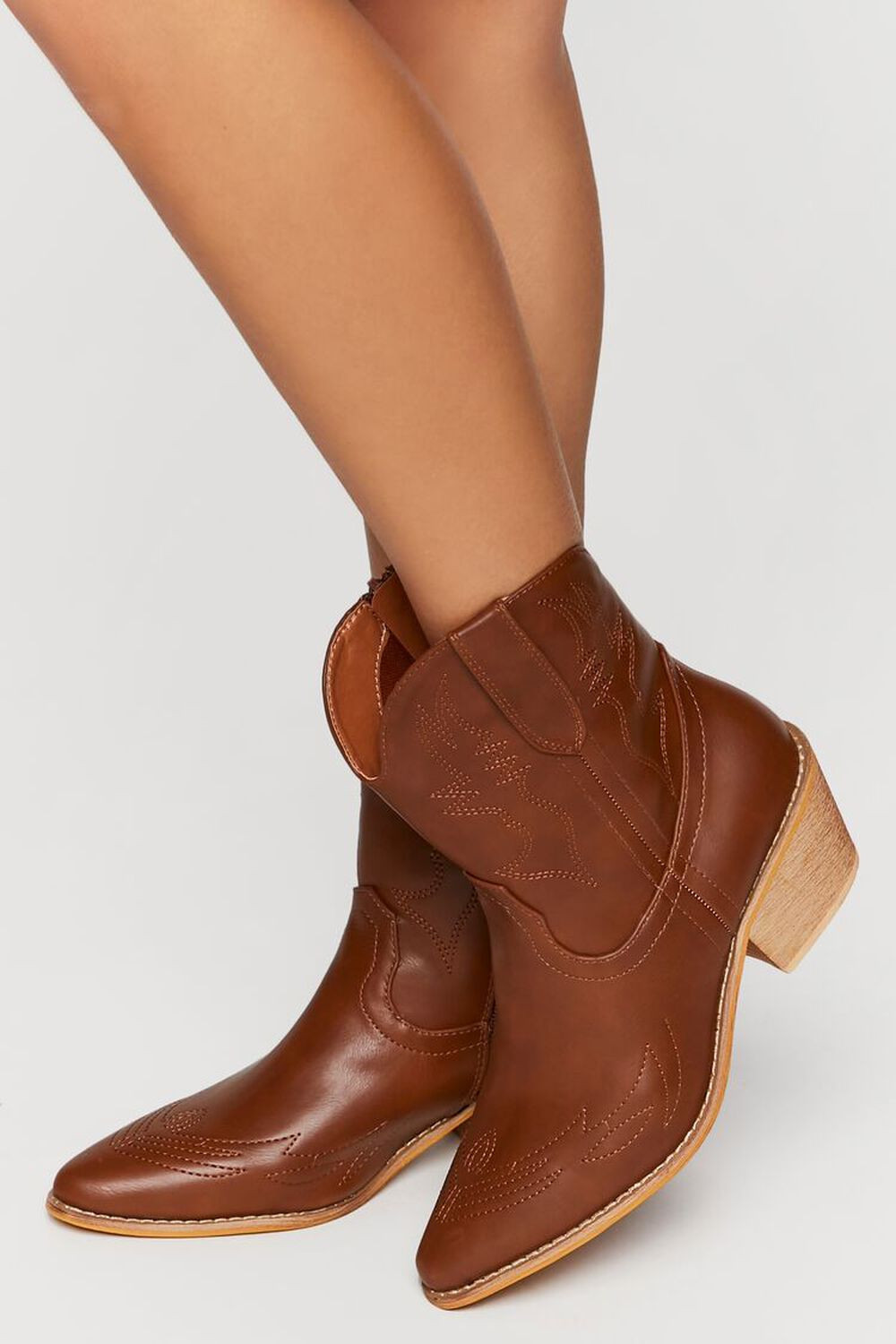 Faux Leather Cowboy Ankle Boots | Forever 21 (US)