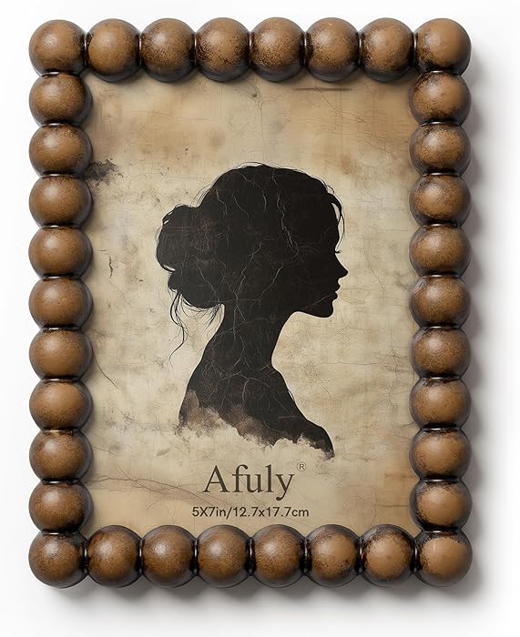 Afuly 5x7 Picture Frame Vintage Wood Beaded Rustic Dark Brown Home Decor Photo Display Antique Re... | Amazon (US)