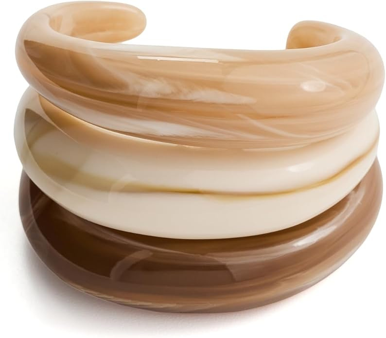 ADINA EDEN Women's Caramel Cream Resin Bangle Set | Amazon (US)