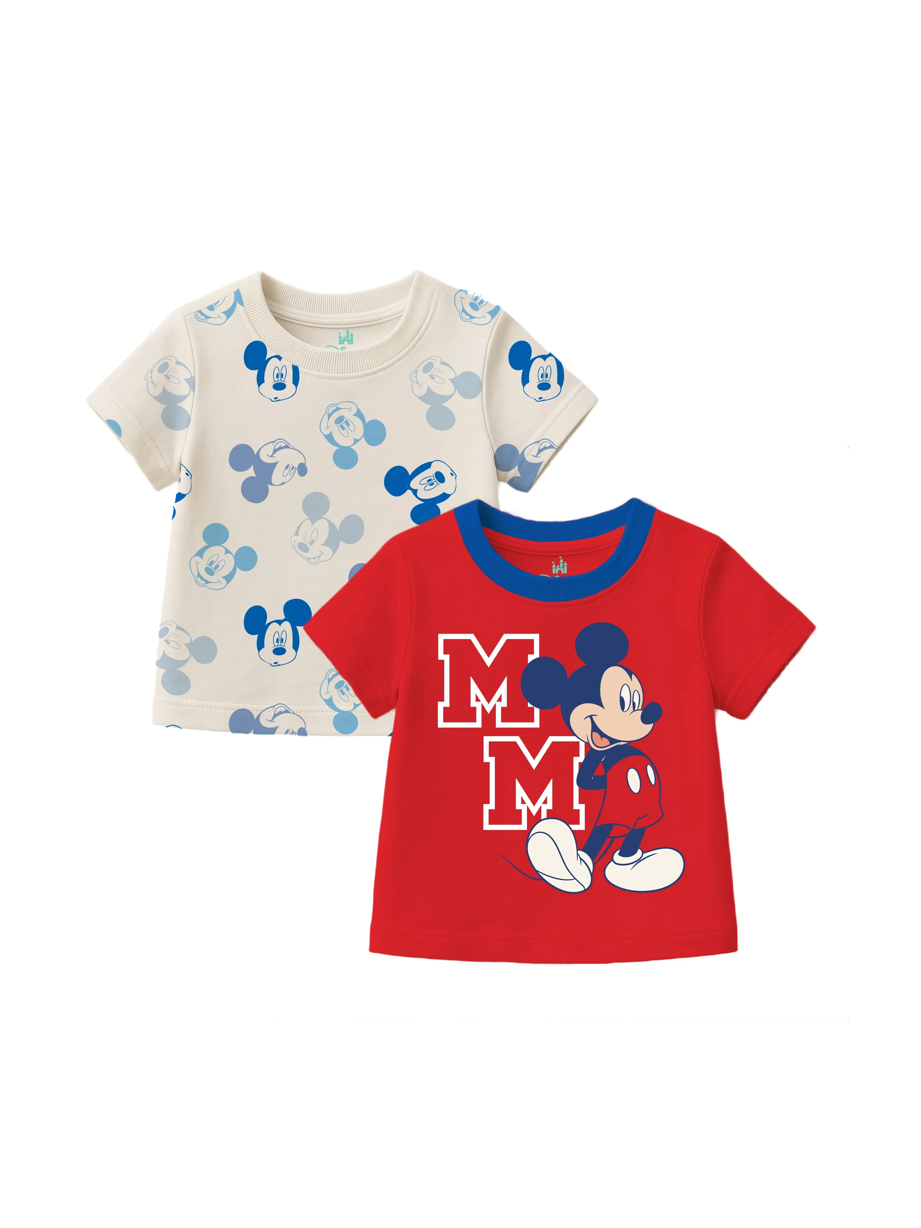 Mickey Mouse Baby Boy 2 Pack Short Sleeve Tee Shirts, Sizes 0/3 Months-24 Months | Walmart (US)