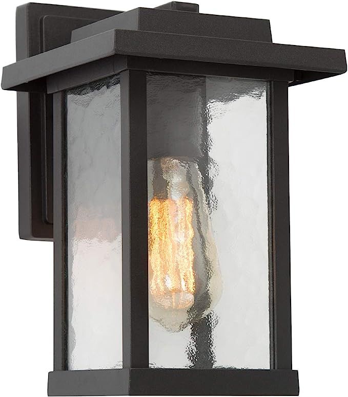LALUZ A03321S Outdoor Light Fixture, Farmhouse Exterior Wall Lantern in Black with with Textured ... | Amazon (US)