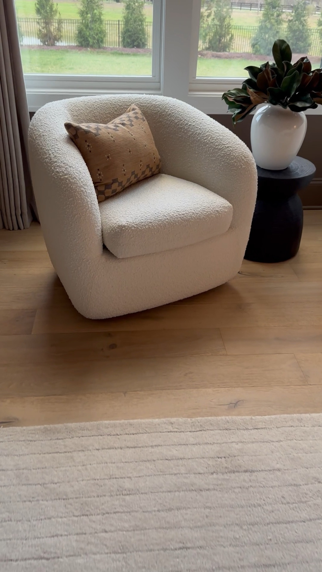 Love this swivel chair. Great scale for use in any space. Soft boucle fabric 
AllModern 
Wayfair
Bedroom furniture 
Home office 
Living Room furniture 


#LTKHome #LTKWatchNow #LTKSaleAlert