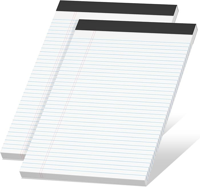 Legal Pads 8.5 x 11 inch Notepad, 2 Pack White Note Pads 8.5'' x 11'' for Work, Double-Side Print... | Amazon (US)