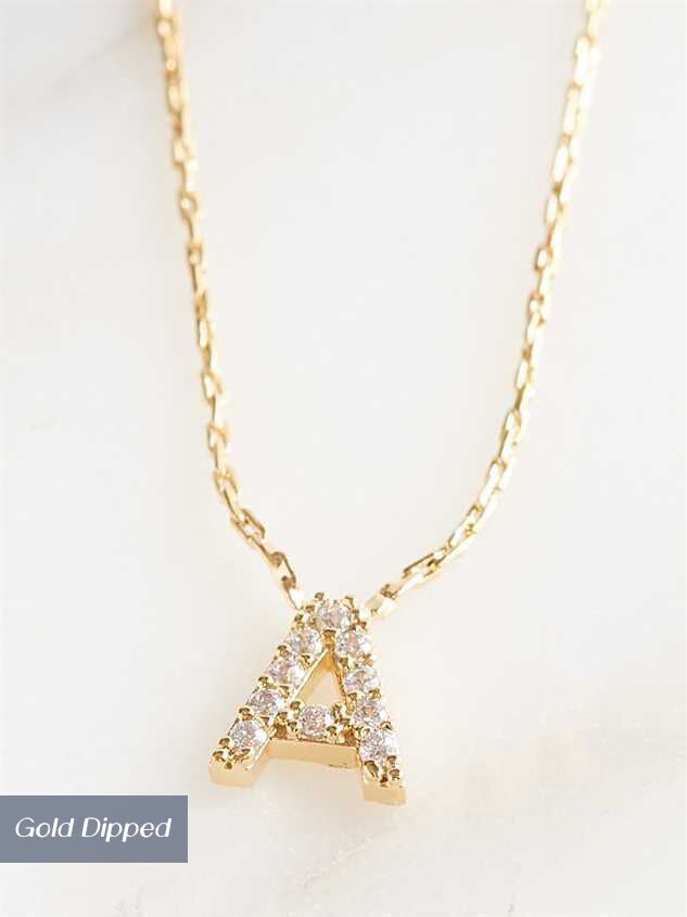 Rhinestone Initial Necklace – A | Altar'd State - Deactivated Program