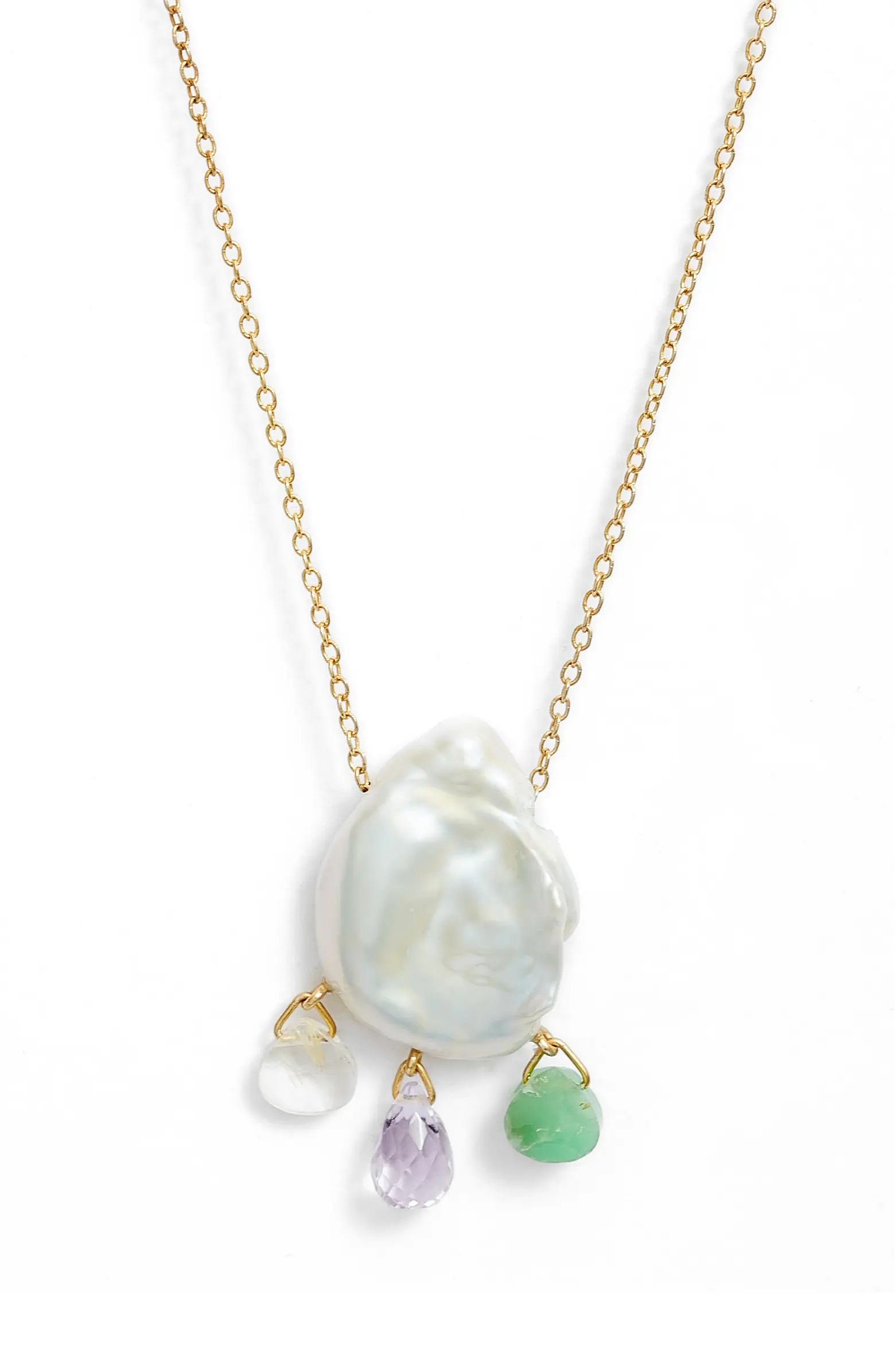 Freshwater Pearl & Quartz Pendant Necklace | Nordstrom