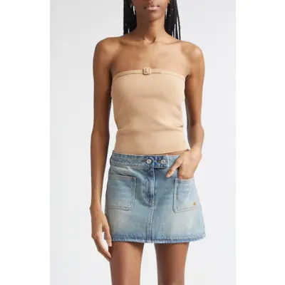 Courrèges Buckle Detail Bustier Knit Top in Black at Nordstrom, Size Large | Nordstrom