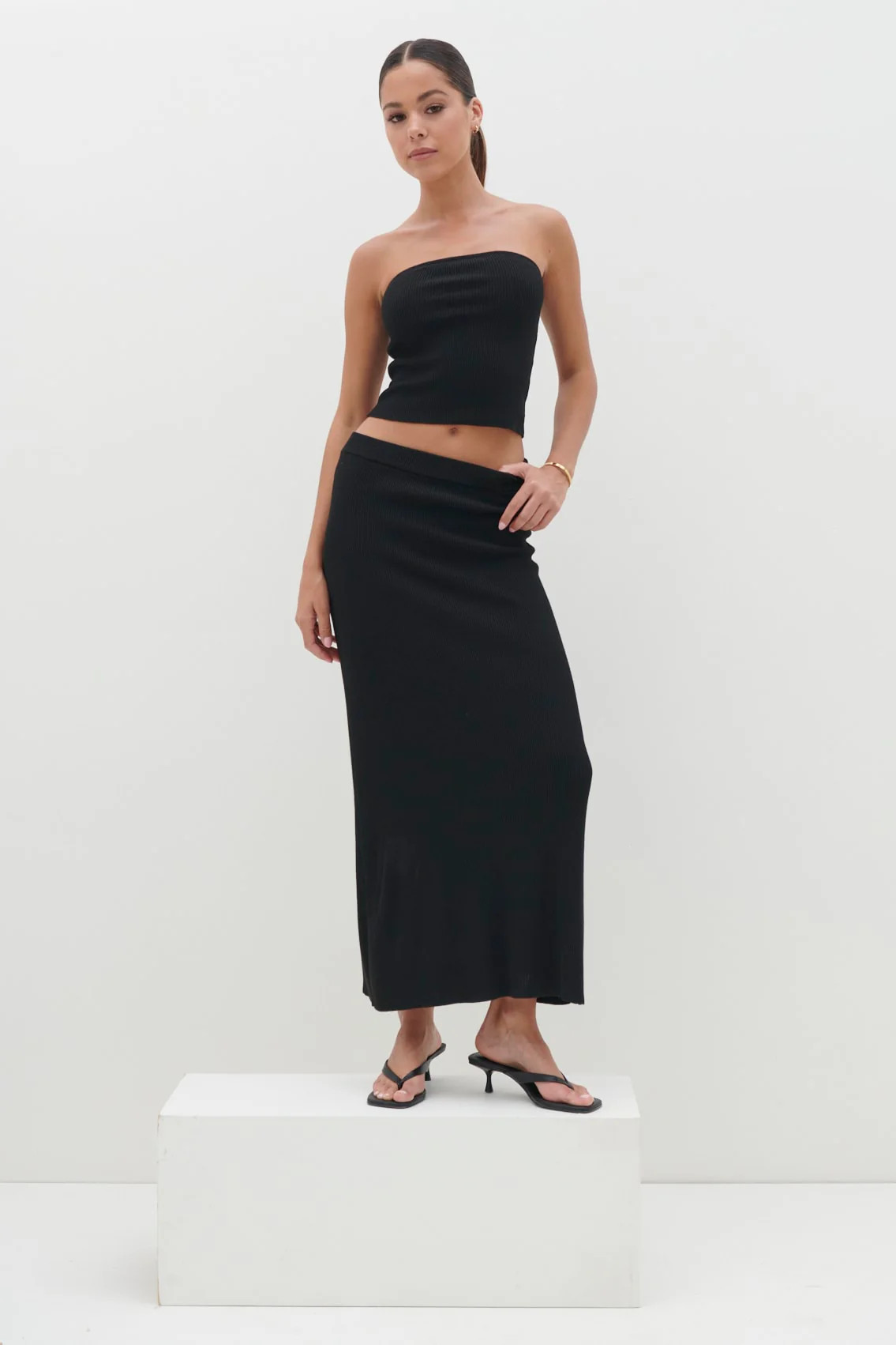Reese Midaxi Knit Skirt - Black | Pretty Lavish (UK)