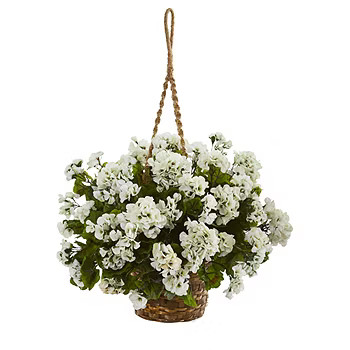 Geranium Hanging Basket Artificial Plant UV Resistant (Indoor/Outdoor) | JCPenney