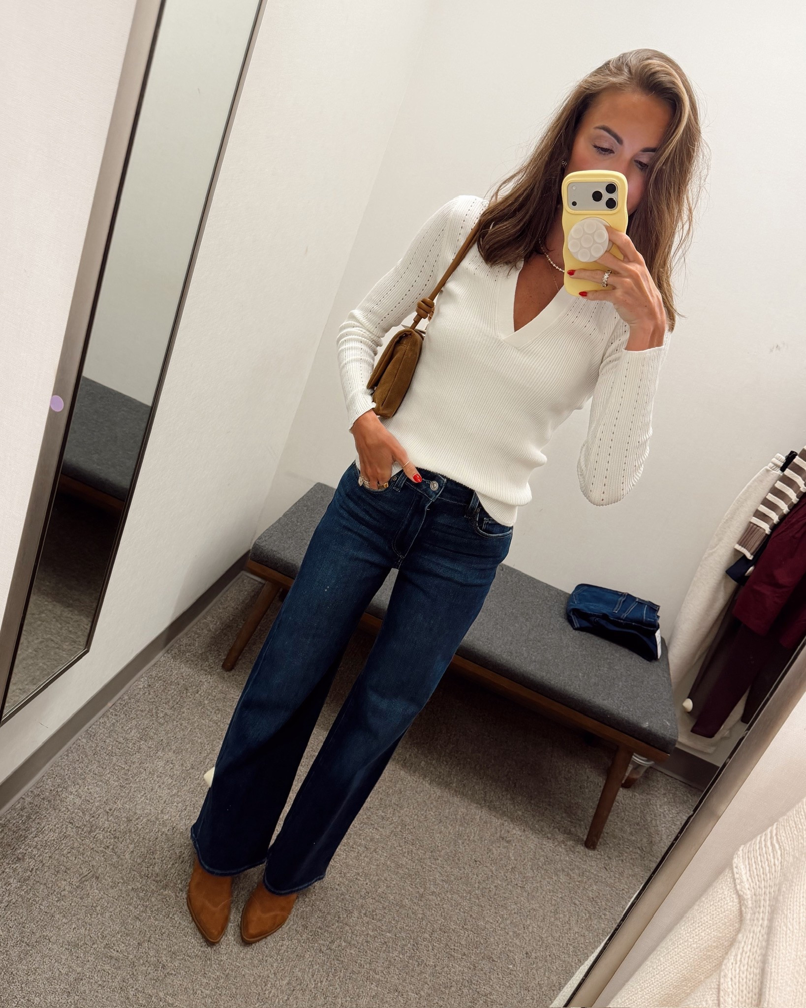 One of my favorite sweaters + pairs of jeans from the Nordstrom sale! 🫶🏼