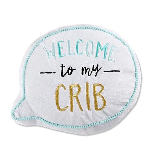 Baby Aspen Welcome to My Crib Nursery Decorative Throw Pillow, White/Black/Teal/Mint/Gold | Amazon (US)