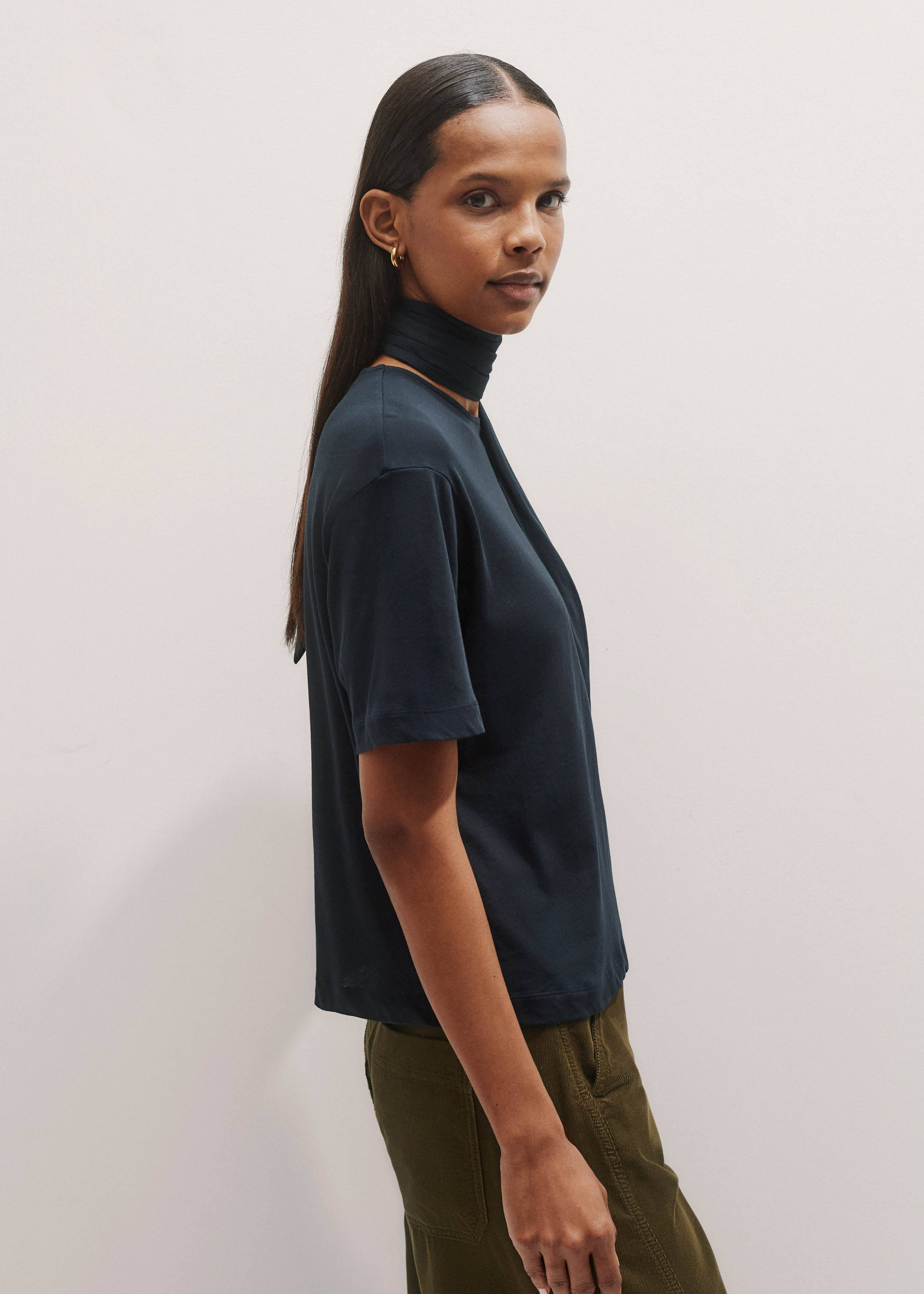 Impossibly Soft Scarf Neck Classic Tee Ultra-Soft Cotton Jersey | ME+EM Global (Excluding US)