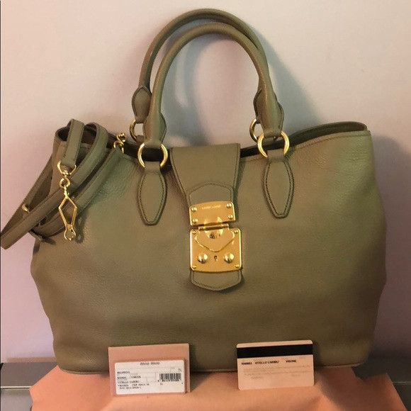 MIU MIU 💋Vitelli Caribu Leather Tote RN0853 | Poshmark