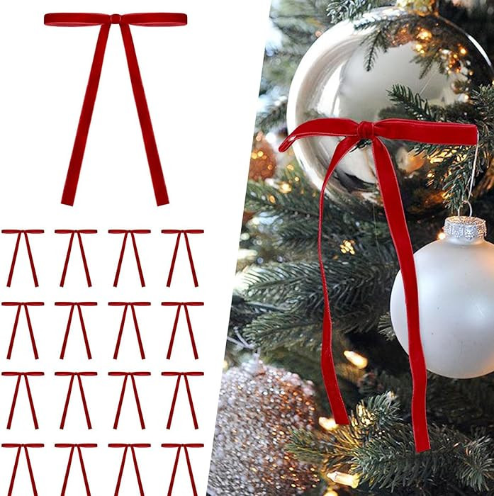 24 Pcs Velvet Bows for Christmas Tree,Velvet Christmas Tree Bows Door Garland Decor Vintage Wreat... | Amazon (US)
