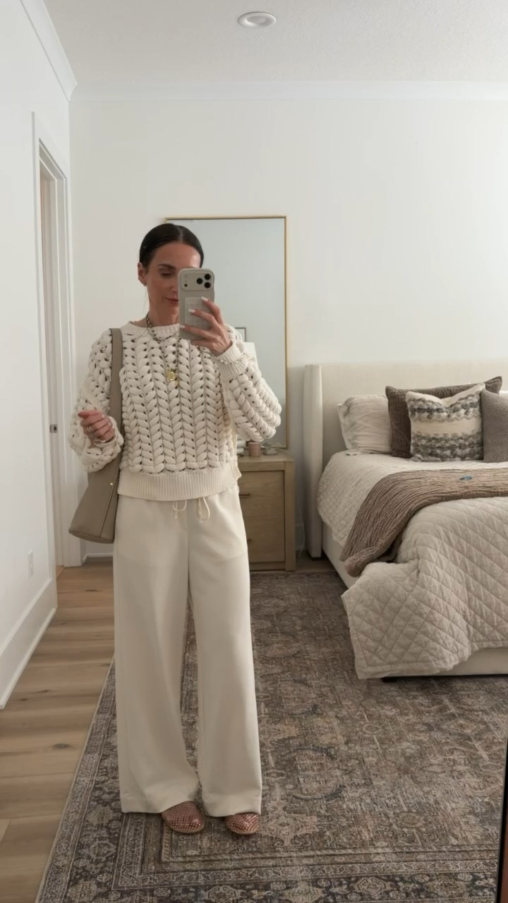 Monochrome outfit, ivory, all white outfit, target finds, comfy chic, crochet sweater, mesh flats, sparkly flats, annabrstyle

#LTKOver40 #LTKootd