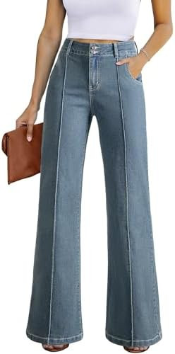 Sidefeel Womens Wide Leg Jeans Casual Baggy High Waisted Stretch Denim Pants | Amazon (US)