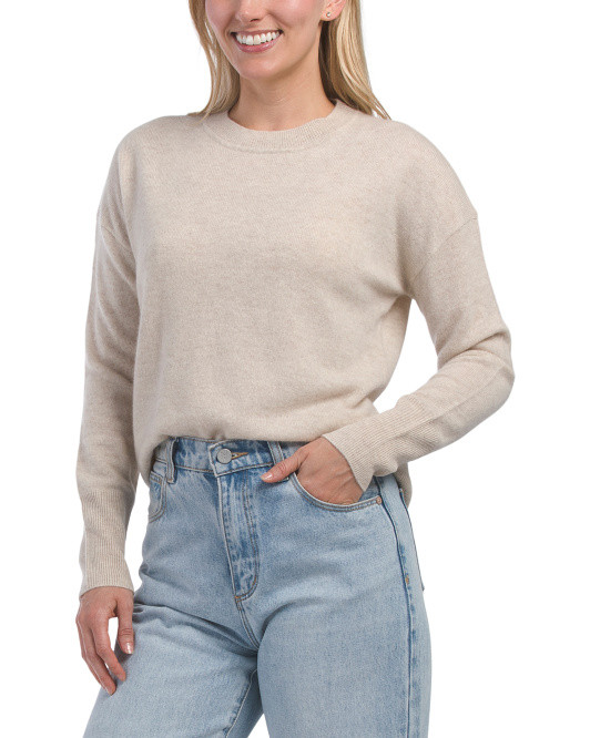 Cashmere Crew Neck High Low Hem Sweater | TJ Maxx