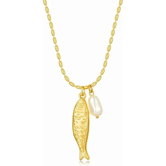 Faty-T Fish Necklace for Women Gold Plated Fish Pendant Adjustable Necklace Bohemian Beach Jewelr... | Walmart (US)