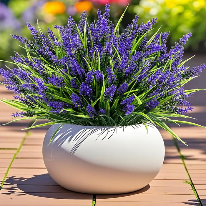Geegoods Artificial Plants Flowers Outdoor – 24 Bundles UV Resistant Faux Lavender Flowers with... | Amazon (US)