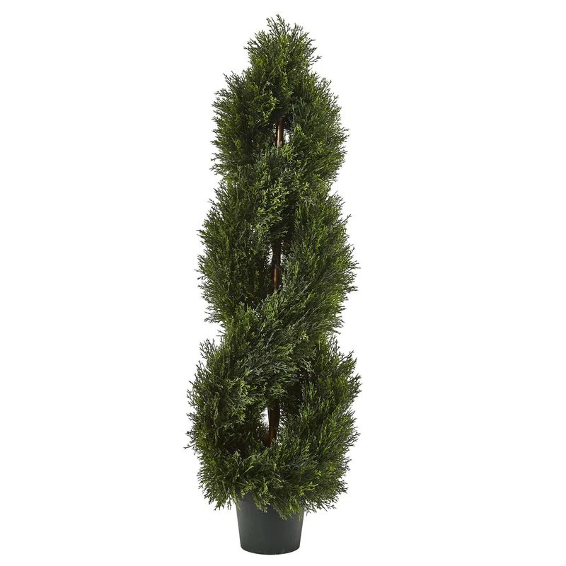 4’ Double Pond Cypress Spiral Topiary UV Resistant (Indoor/Outdoor) | Nearly Natural