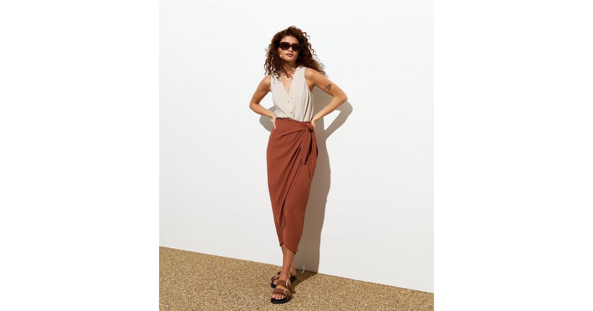 Rust Sarong Midi Skirt
						
						Add to Saved Items
						Remove from Saved Items | New Look (UK)