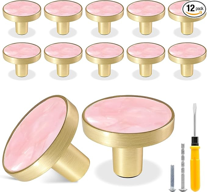 Cionyce 12 Pack Gold Knobs for Dresser Drawers, Brass Dresser Knobs Round Cabinet Knobs for Kitch... | Amazon (US)