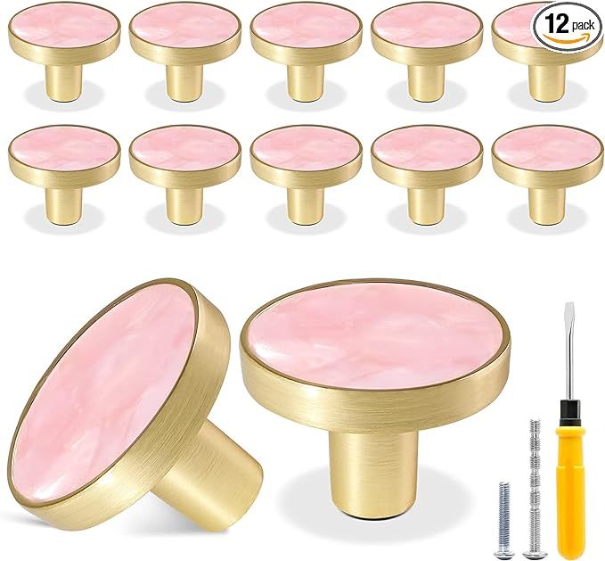 Cionyce 12 Pack Gold Knobs for Dresser Drawers, Brass Dresser Knobs Round Cabinet Knobs for Kitch... | Amazon (US)