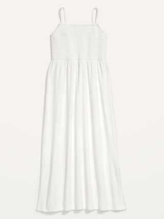 Smocked Slub-Knit Fit &#x26; Flare Cami Midi Dress for Women | Old Navy (US)