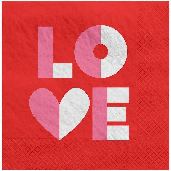 30ct Love Valentine's Day Lunch Napkins Red/White/Pink - Spritz™ | Target