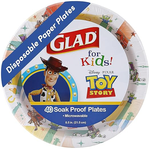 Glad for Kids Disney Pixar Toy Story Disposable Paper Plates, Light Beams - Heavy Duty, Soak Proo... | Amazon (US)