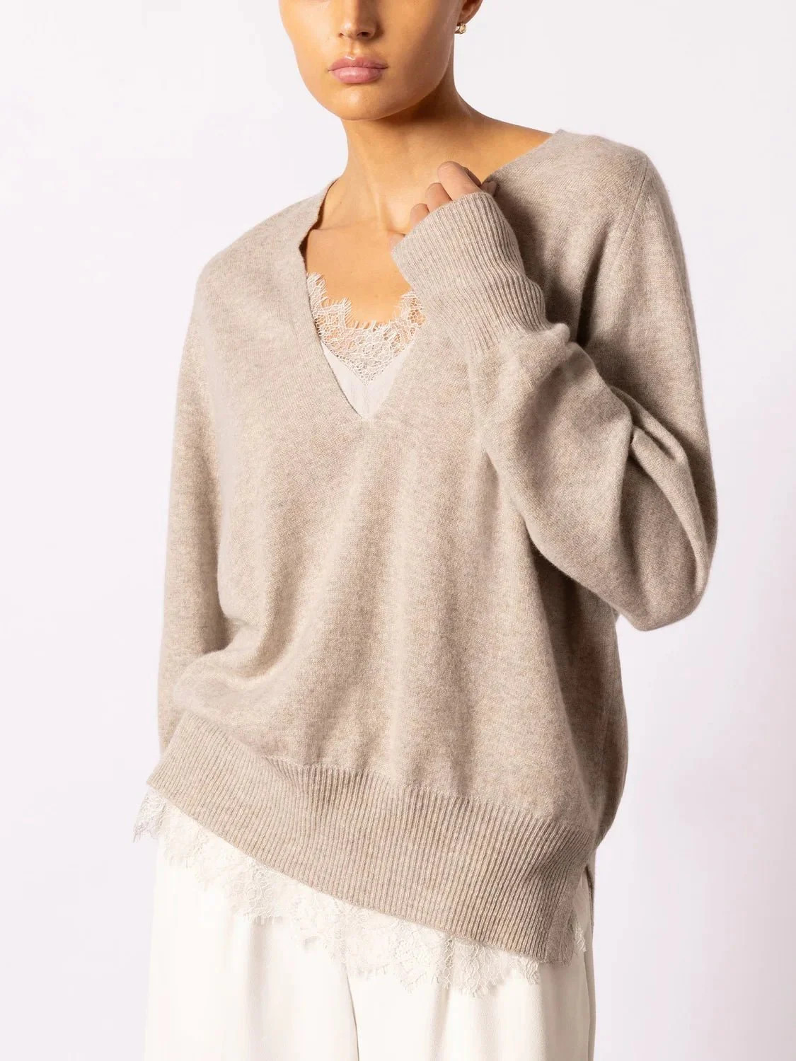 Women's Lace Pullover in Light Chia Melange | Brochu Walker | Brochu Walker