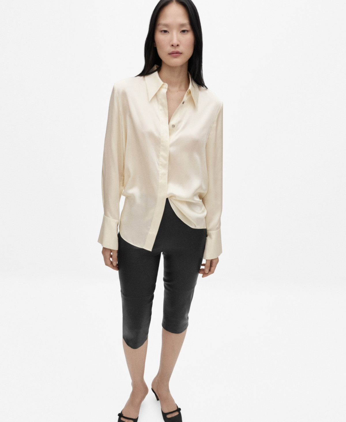 Mango Women's Satin Silk Shirt - Off White | Macy's