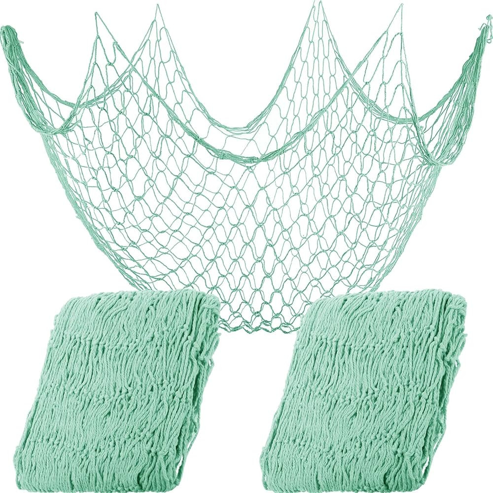 2 Pieces Fish Net Decorative 80 x 40 inch, Wall Hanging Fishnet for Mermaid, Pirate, Nautical, Un... | Amazon (US)