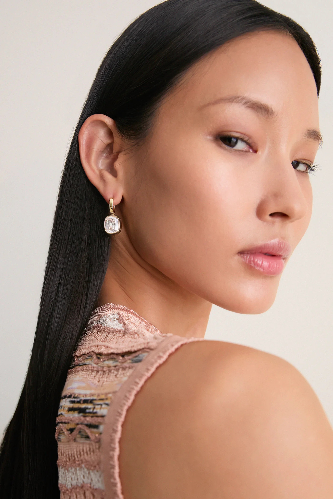 Dark Chocolate and White Cubic Cushion Drop Earrings | Tuckernuck (US)