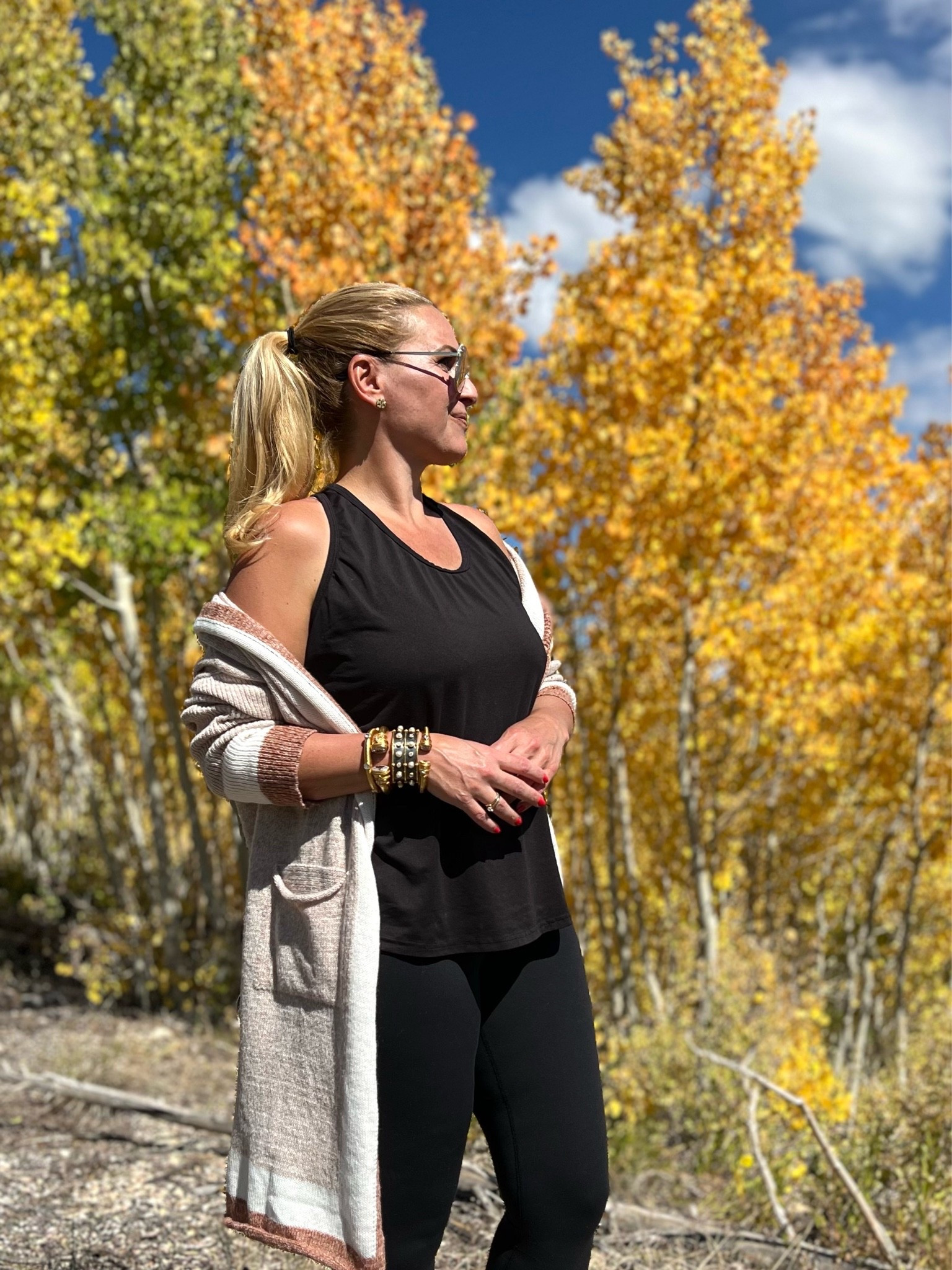Versatile casual travel outfit for fall!

Hooded cardigan (small)
Cardigan runs big, size down.
Tank top (large)
Black leggings (large)
Hoka Sneakers (size 9, fits true to size)

Casual walking outfit that’s perfect for a road trip or traveling too.

I call this base outfit (tank top and leggings) my uniform. 

I constantly wear the tank top and leggings. I wear them walking in my neighborhood, on vacation and to Pilates class. Also wore it while visiting Bryce Canyon National Park.

Wearing a large in everything. So comfy! I highly suggest all of these pieces! So affordable too!

#LTKSeasonal #LTKOver40 #LTKSaleAlert #LTKTravel #LTKgrwm #LTKootd #LTKMidsize #LTKActive #LTKU #LTKfitnessgoals