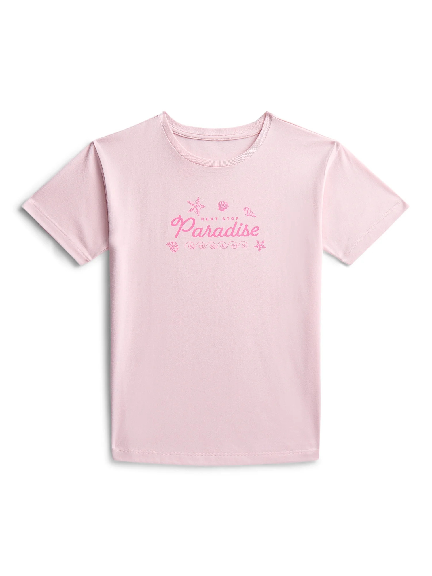 Wonder Nation Girls Delicate Paradise Graphic Tee with Short Sleeves, Sizes 4-18 - Walmart.com | Walmart (US)