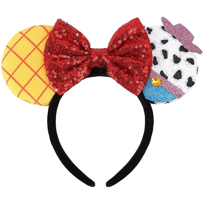 Mouse Ears Headband, Extra Thick & Soft Ear Headband for Adult Women Grils, Sequin Shiny Bow Head... | Amazon (US)