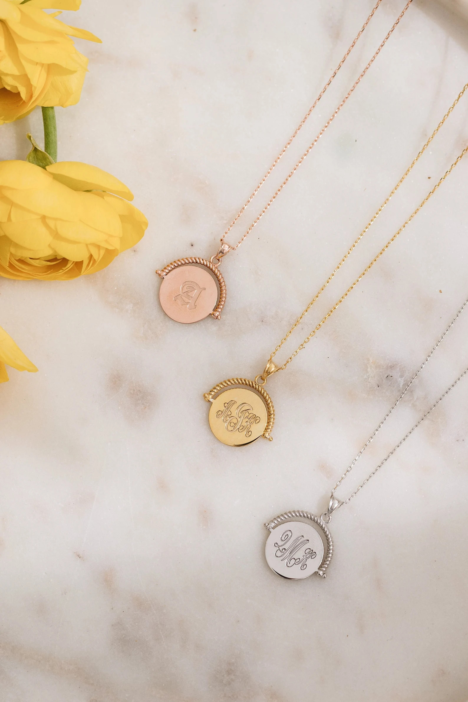 Spinner Pendant Necklace Engraved Fidget Necklace - Etsy | Etsy (US)