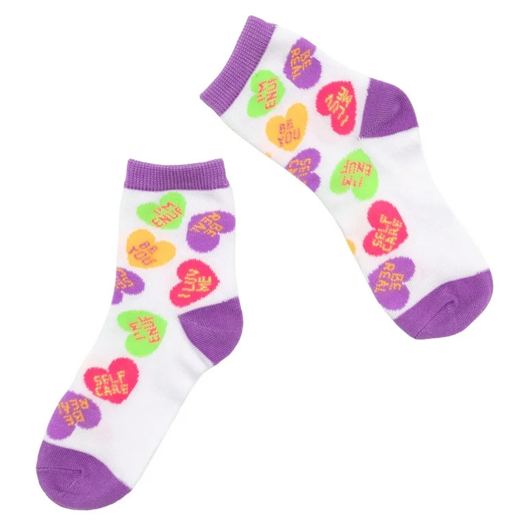 Valentine's Day Conversation Hearts Kids Socks, Kids Size 7-8.5, by Way To Celebrate | Walmart (US)
