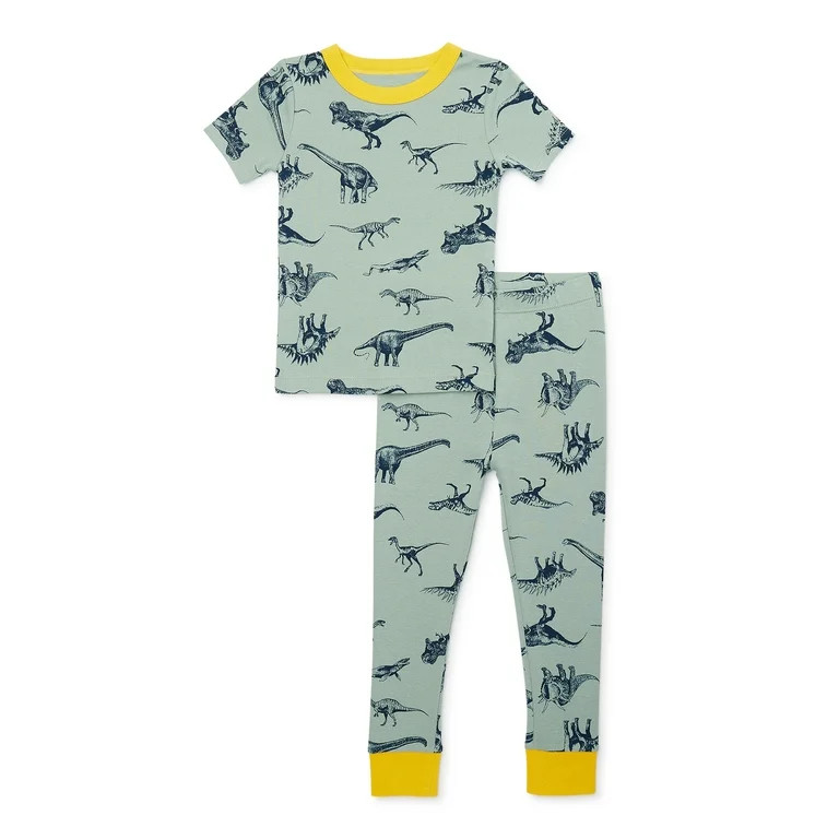 Wonder Nation Baby and Toddler Boy Tight Fit Cotton Pajama Set 2-Piece, Sizes 12M-5T | Walmart (US)