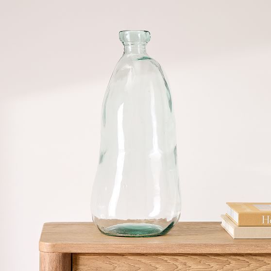Spanish Recycled Glass Vases, Floor Vase, Clear Blue, Recycled Glass, Medium | West Elm (US)