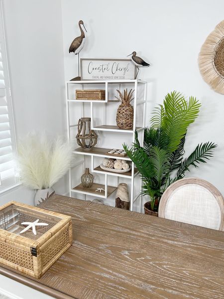 Neutral Coastal Decor in my Home Office! #amazon #amazonhome #founditonamazon #home #interiordesign #coastal #coastaldecor #desk #bookshelf #homedecor #officedecor #neutraldecor 

#LTKhome